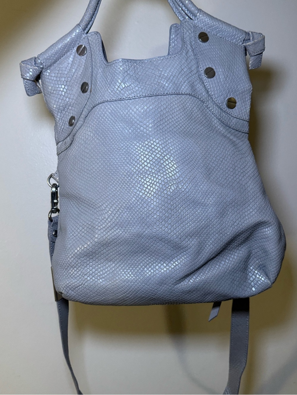 Vintage Foley & Corinna Grey Python Leather Tote Crossbody Bag Y2K It-Girl